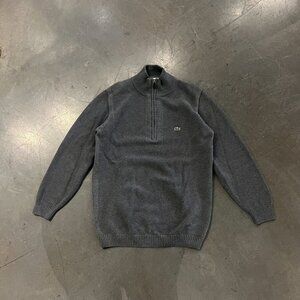 Lacoste Knit Quarter Zip Grey • Size 5 (large)